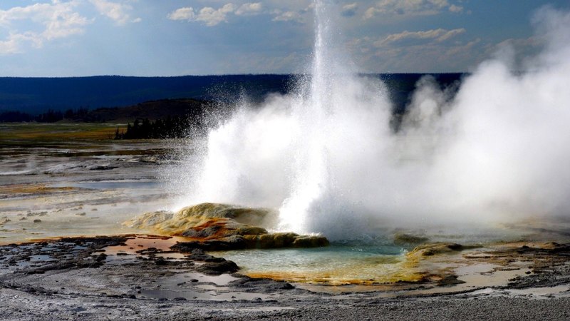 rocks, usa, yellowstone, steam, geyser
