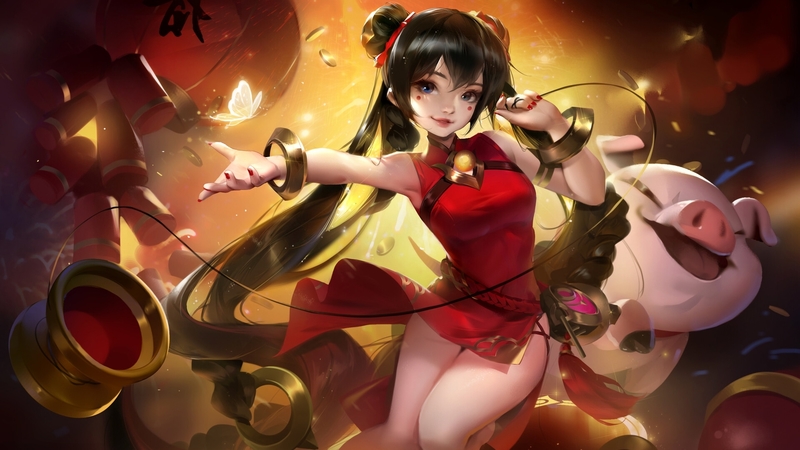 red, pig, fantasy, zoe, girl, yellow, kana kana