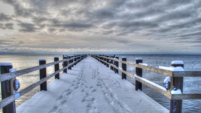 pier, hdr, clouds, sea, winter