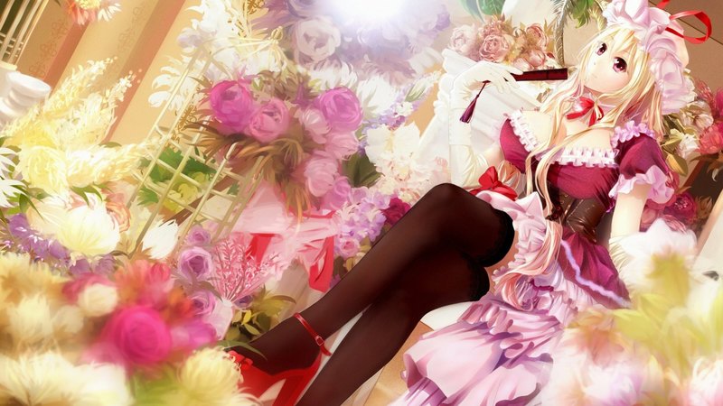 xuan jing, girl, anime, yakumo yukari, touhou, black, manga, pink