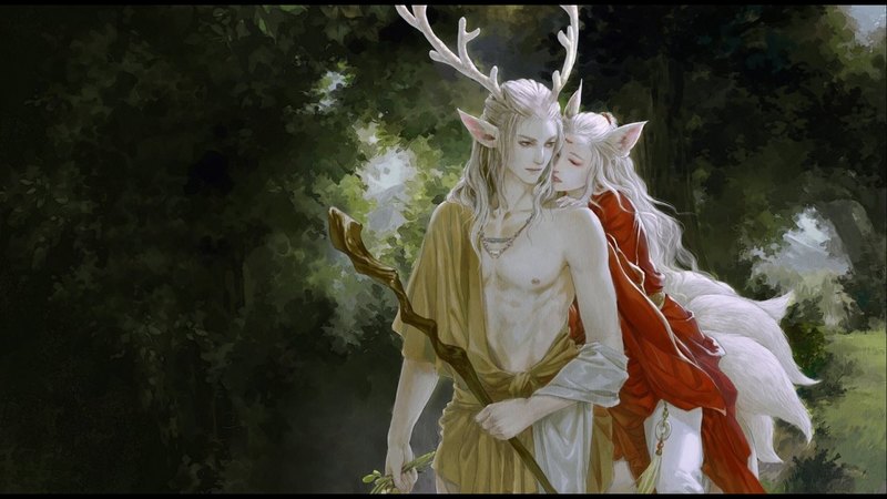 art, fantasy, man, elves, woman