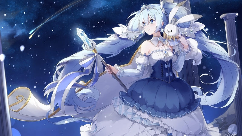 girl, anime, manga, bunny, kyod, white, yuki miku, blue