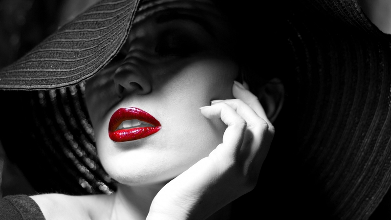 red, photography, hats, people, beauty, black, lips, white
