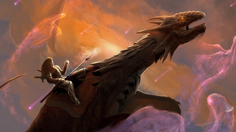 spirit, fantasy, luminos, orange, dragon, pink