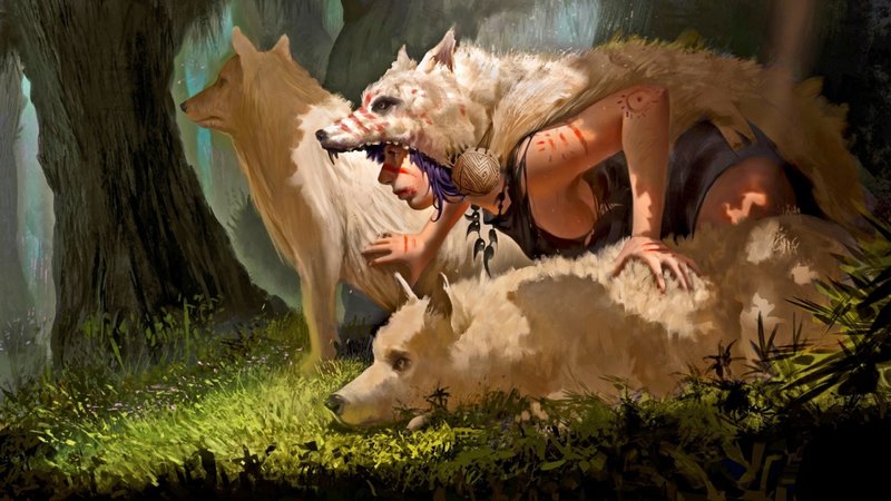 fantasy, shaman, tattoo, magic, wolf, women