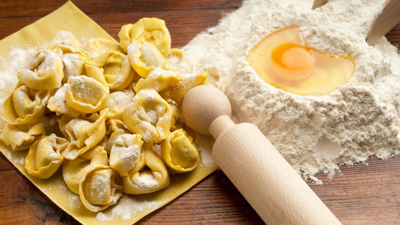 eggs, tortellini, roll, flour