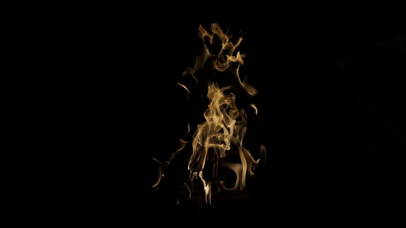 fire, flame, smoke, color, dark background, 4k