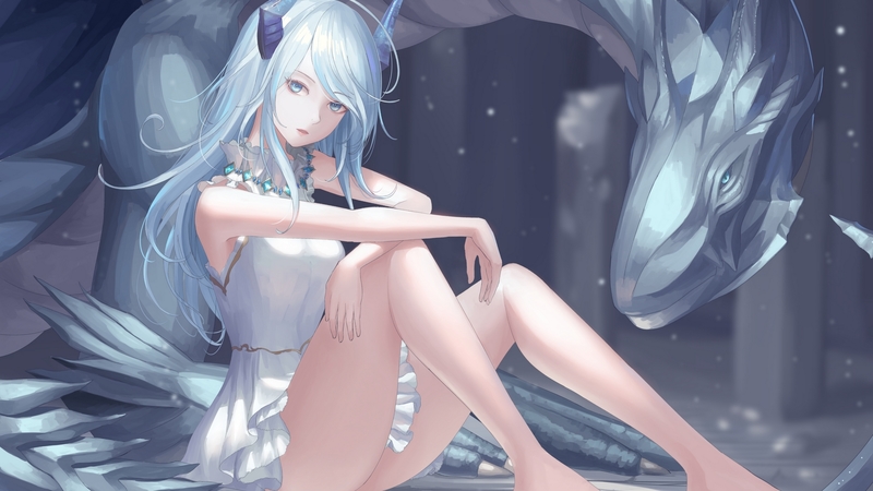 anime, blue, fantasy, girl, manga, rinmmo, dragon