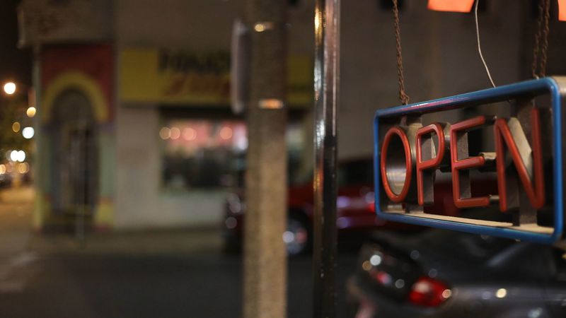 open, signboard, blur, 4k