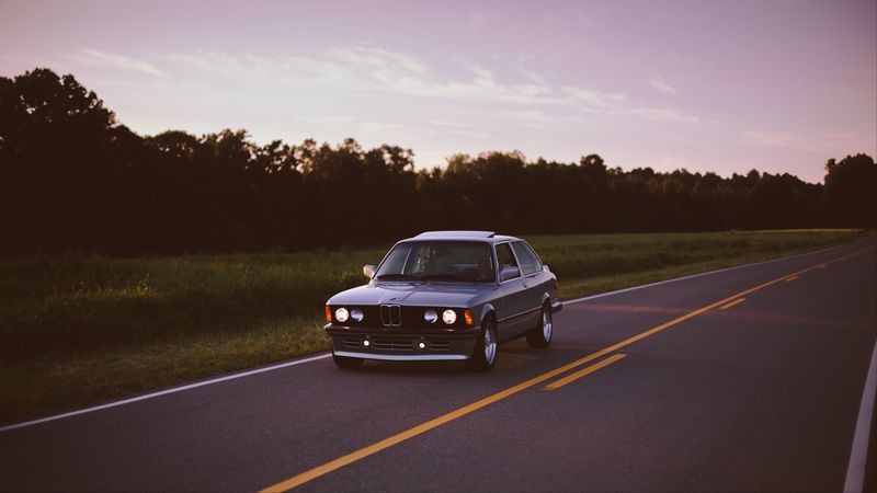 bmw, road, movement, evening, 4k