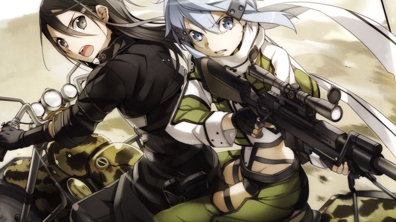 gun gale, warriors hope, colours, anime, bg, kirito, tv series, bike, game, sword art, squad, rpg world, warrior, shion