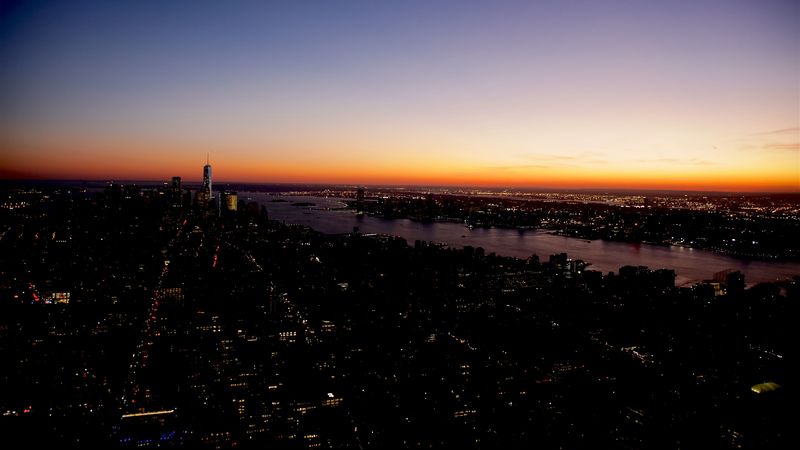 night city, city lights, top view, metropolis, new york, united states, 4k