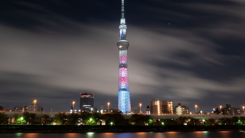 tower, night city, architecture, tokyo, 4k