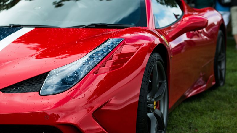 ferrari 458 speciale, ferrari, sports car, supercar, red, headlight, wheel, 4k