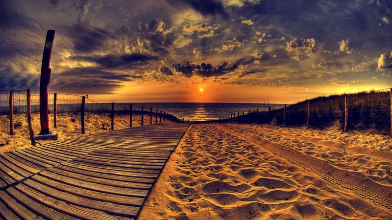 beach, sand, sunset