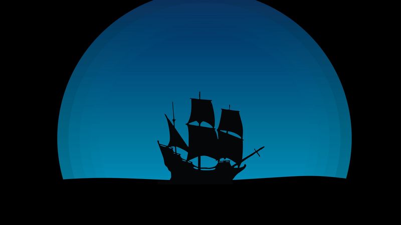 ship, art, silhouette, vector, dark, 4k