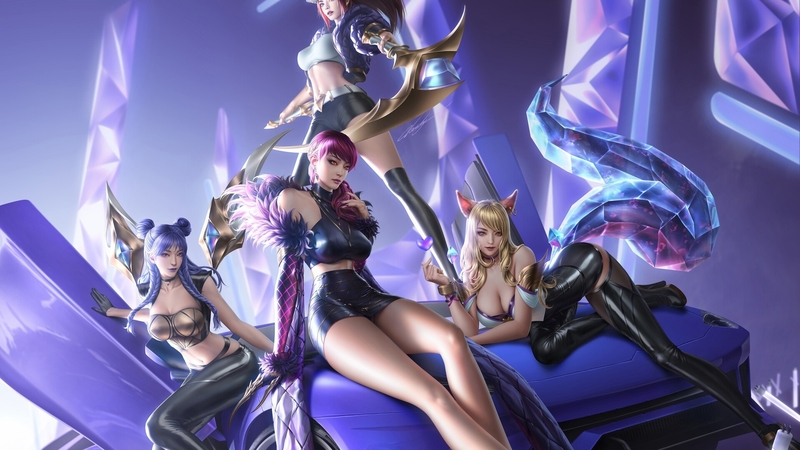 fantasy, cloud d, girl, kda, blue