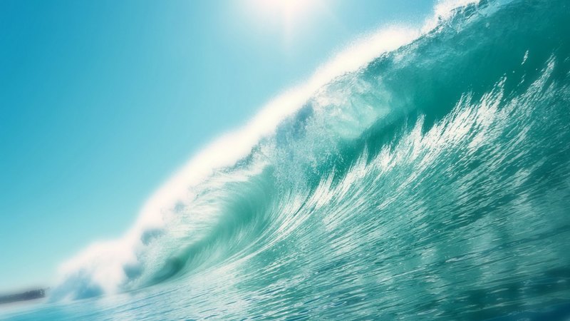 sun, ocean, sky, sea, wave, water, high tide, summer, nature