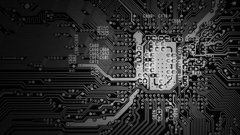 microcircuit, circuit, bw, 4k