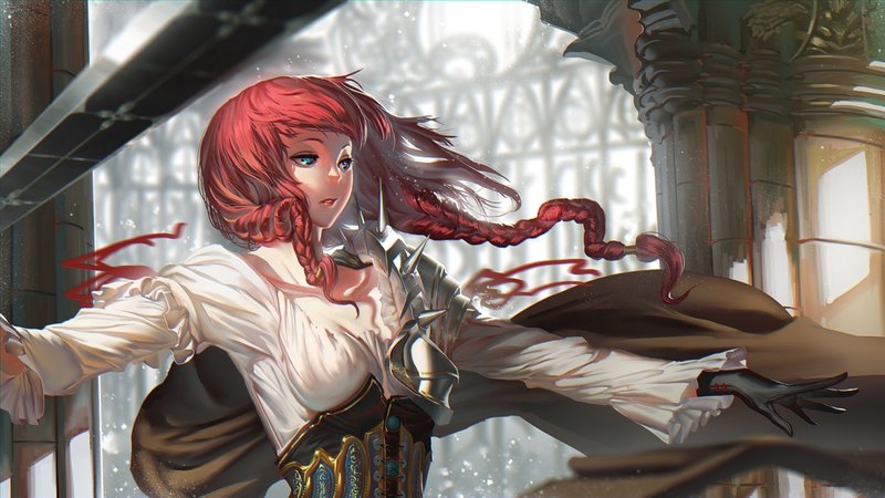 female, girl, anime, manga, red hair