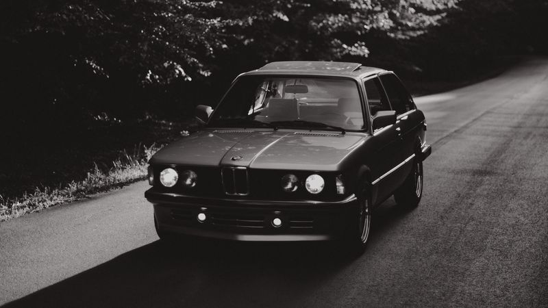 bmw, car, bw, road, 4k