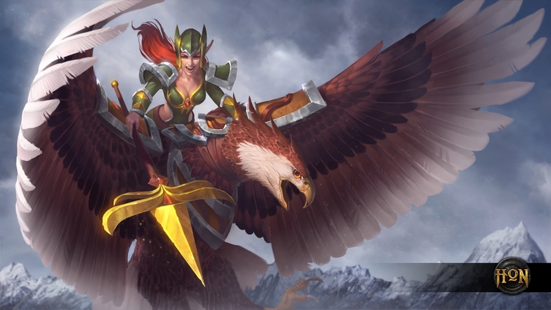 fantasy, wings, rider, girl, eagle, game, heroes of newerth