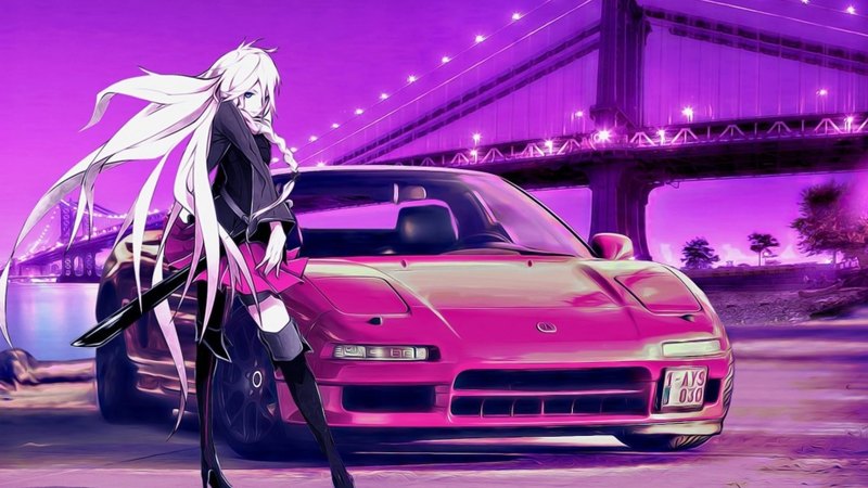 pretty, game, beautiful, lights, sweet, nice, city, anime, car, beauty, anime girl, weapon, long hair, blue eyes, sword, night, vocaloid, female, music, skirt, ia, blonde hair, singer, sexy, cute, cool, awesome