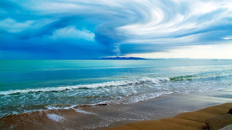 water, sky, blue, ocean
