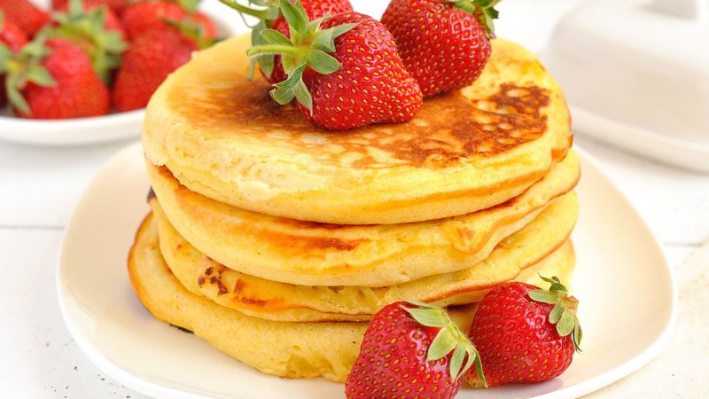 sweets, food, fruits, strawberries, pancakes