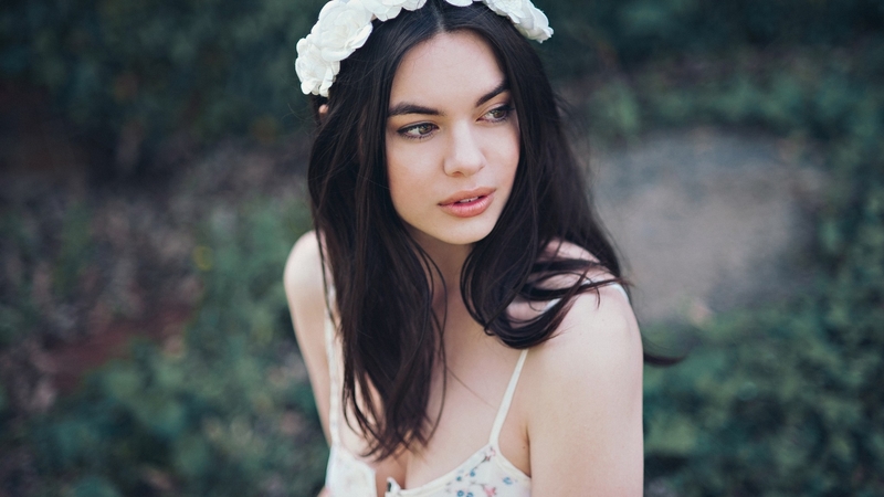 flowers, face, model, woman