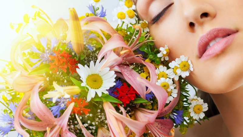 flower, beauty, model, close eyes