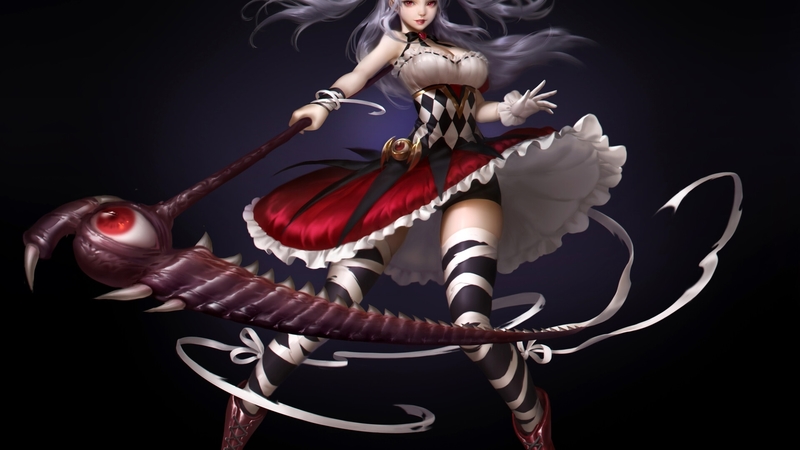red, fantasy, arden, girl, luminos, black, blue