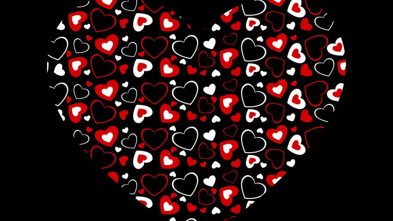 heart, hearts, art, dark, love, 4k