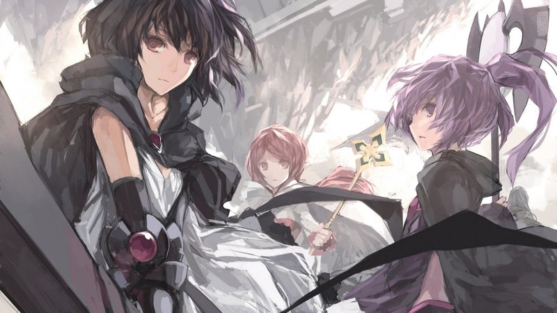 red, pretty, fighters, beautiful, women, anime, grey, beauty, girls, art, swords, female, lovely, black, ladies, cute, purple, white