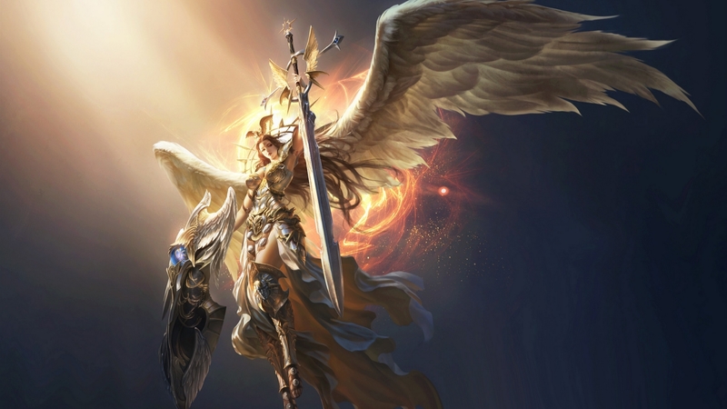 warrior, wings, angel, beautiful, sword