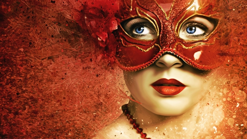mask, red, beauty, lips, woman, fantasy, eyes