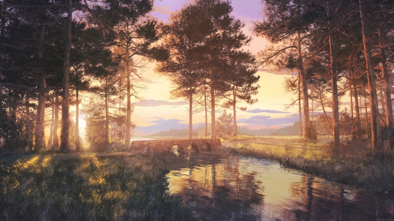 forest, tree, arsenxc, bridge, anime, manga, realistic