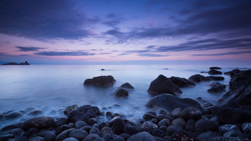 rocks, calm, dark, nature, clouds, coast, sea
