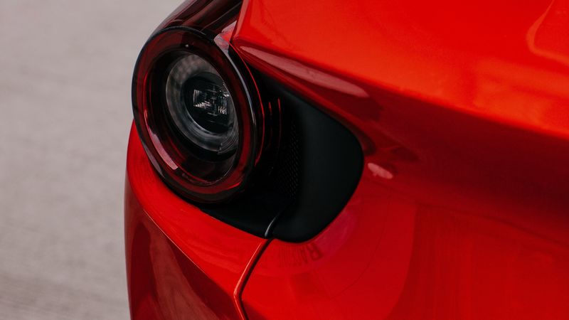 headlight, sports car, bumper, red, 4k