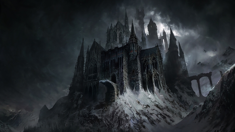 castle, dark, zsofia dankova, fantasy, black, night