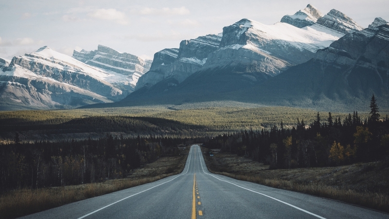 mountain, nature, grass, road