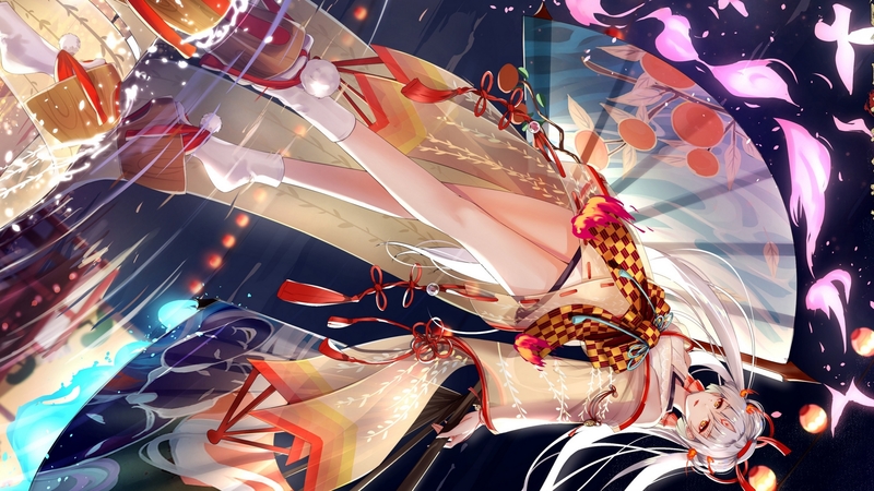fantasy, girl, evantai, anime, manga, onmyouji, hand fan, yan