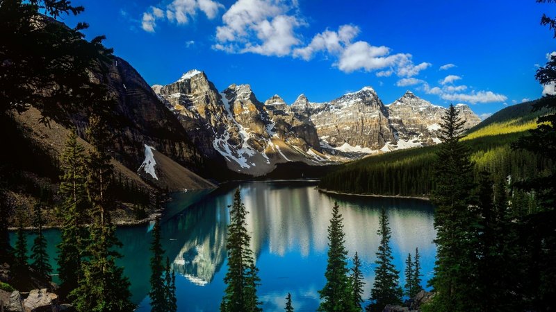 rocks, beautiful, trees, sky, lake, mountain, cliffs, serenity, reflection, lakeshore, landscape