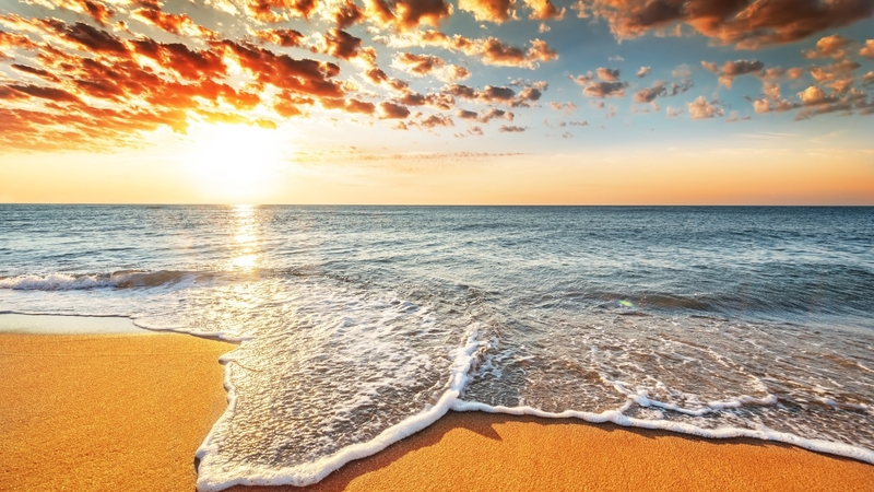 beach, sand, water, nature, sunset, clouds, sky, sea