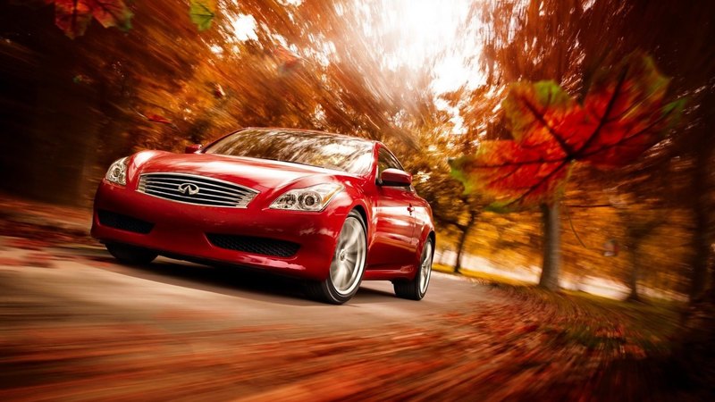 red, autumn, car, ride, color, nature