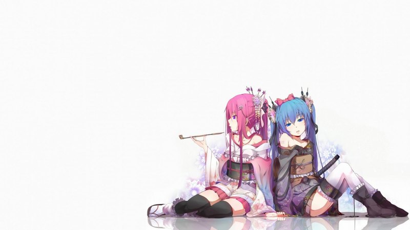 kawaii, luka, miku, kimono, white background