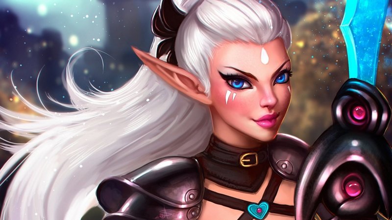 art, elf, adalia, game, woman, fantasy, girl, ayyasap, pink, blue