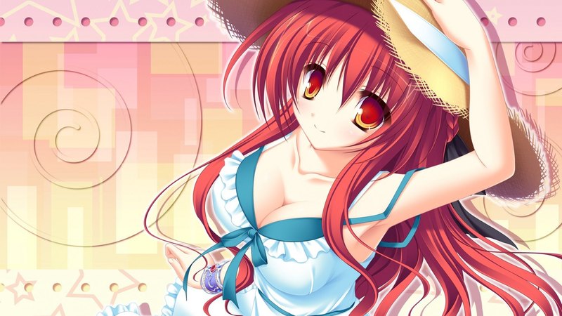red, wind, karen lux victoria, green, anime, summer, anime girl, 77, white
