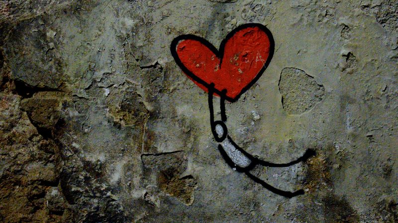 wall, graffiti, heart, love, street art, 4k