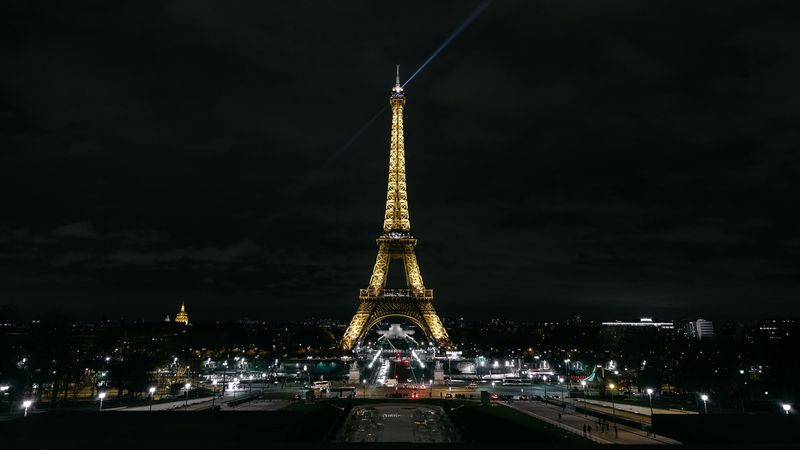 eiffel tower, paris, night city, city lights, france, 4k